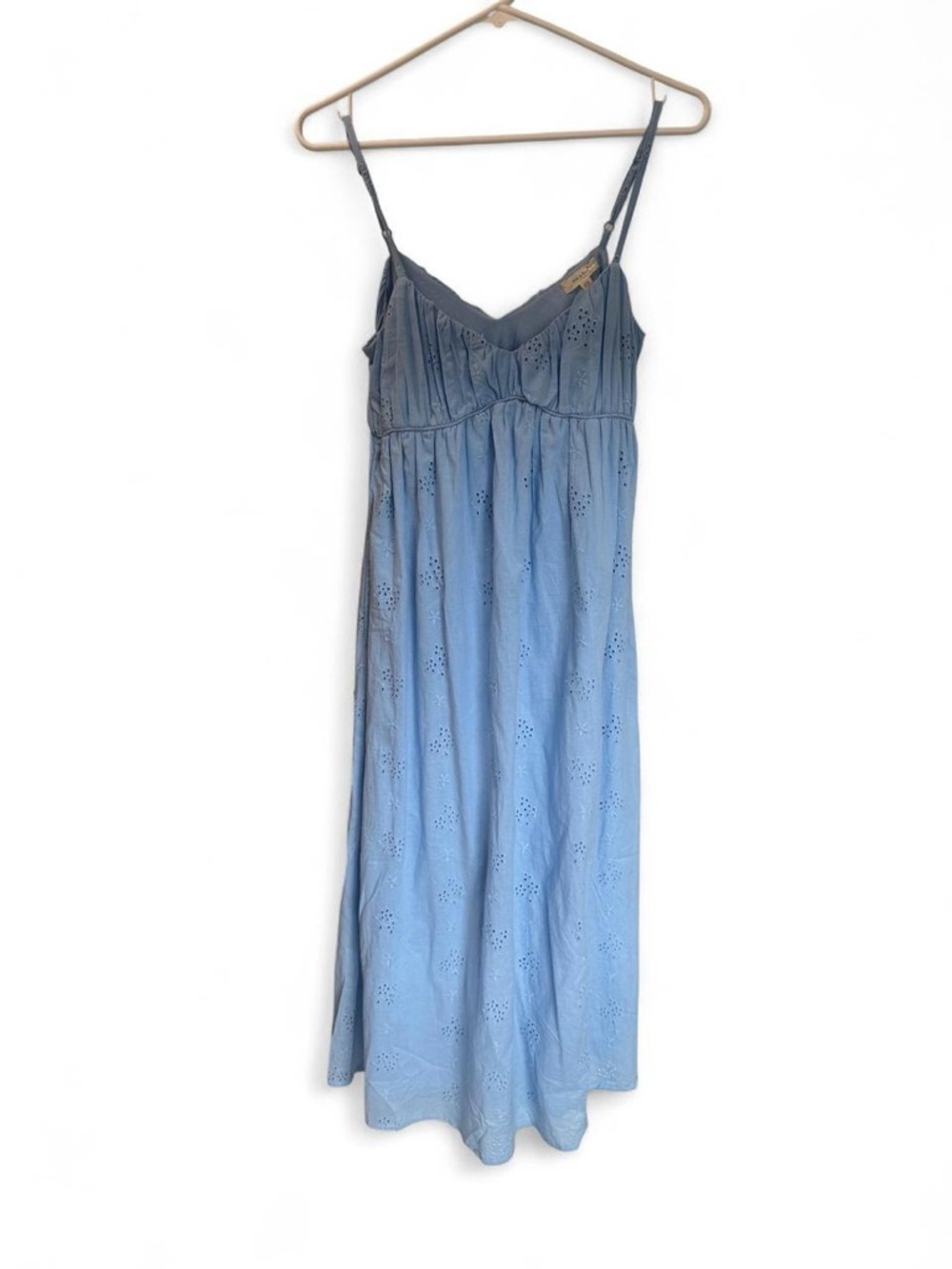 Sky Blue Eyelet Maxi Sundress with Spaghetti Straps